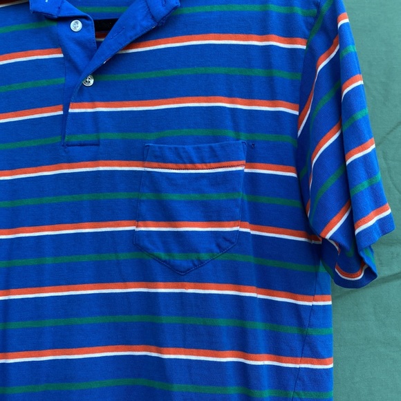 Vintage Pen West by Pendleton blue striped short sleeve polo shirt size L - Picture 4 of 6
